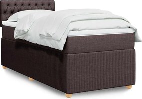 vidaXL Κρεβάτι Boxspring με Στρώμα Σκούρο Καφέ 100x200 εκ. Υφασμάτινο