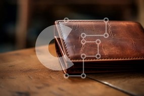 Intra Συλλεκτικό Ξύλινο Παζλ Plywood  4mm - Κομψό καφέ δερμάτινο πορτοφόλι σε ξύλινο τραπέζι Σε Ξύλινο Κουτί - Διαστάσεις: 10x10 cm – 25 κομμάτια