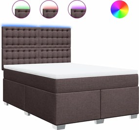 vidaXL Κρεβάτι Boxspring με Στρώμα Σκούρο Καφέ 140x200 εκ Υφασμάτινο