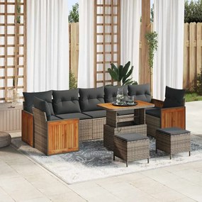 vidaXL Σετ Καναπέ Κήπου με μαξιλάρι 10 pcs Γκρι 90 x 55 x 71 cm