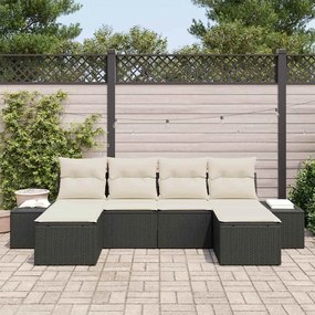 vidaXL Σετ Καναπέ Κήπου 6 pcs Μαύρο και κρεμ 184 x 62 x 85 εκ.
