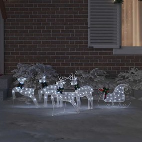 vidaXL LED Ελάφια 5 pcs Λευκό ύφασμα