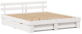 vidaXL Σκελετός Κρεβατιού Λευκό 200 x 200 cm Μασίφ ξύλο πεύκου