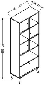 Βιβλιοθήκη Terra Megapap χρώμα florida oak 67x30x181εκ.