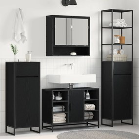 vidaXL Ντουλάπι Μπάνιου Μαύρη Οξυά 40 x 30 x 180 εκ Επεξεργασμένο ξύλο