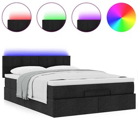 ΟΘΩΜΑΝΙΚΟ ΚΡΕΒΑΤΙ ΜΕ ΣΤΡΩΜΑ &amp; LEDS ΜΑΥΡΟ 140X190 CM ΎΦΑΣΜΑ 3312307