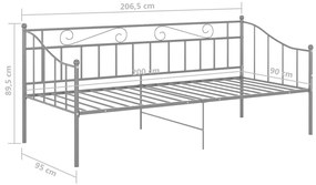 Πλαίσιο για Καναπέ - Κρεβάτι Γκρι 90 x 200 εκ. Μεταλλικό - Γκρι