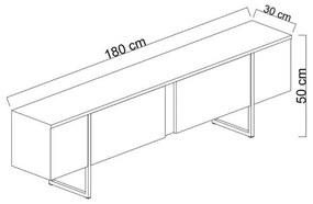 Έπιπλο τηλεόρασης Luxe Megapap χρώμα ανθρακί - χρυσό 180x30x50εκ.