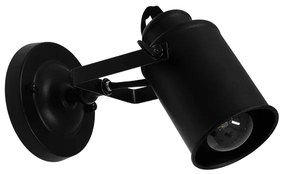 GloboStar® JAKE 00948 Μοντέρνο Φωτιστικό Τοίχου Απλίκα Μονόφωτο Μαύρο Μεταλλικό Φ9 x Μ15 x Π21 x Y16cm