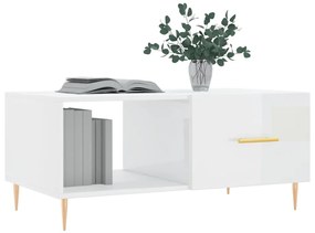 vidaXL Τραπεζάκι Σαλονιού Γυαλ. Λευκό 90x50x40 εκ. Επεξεργ. Ξύλο