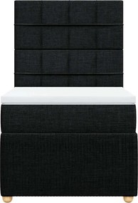 vidaXL Κρεβάτι Boxspring με Στρώμα Μαύρο 100 x 200 εκ. Υφασμάτινο