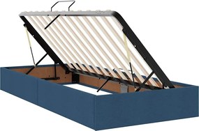 vidaXL Κρεβάτι Αποθήκης με στρώμα Μπλε 200 x 200 cm Τεχνητό Δέρμα