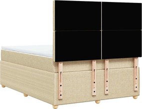 vidaXL Κρεβάτι Boxspring με Στρώμα Κρεμ 140x200 εκ. Υφασμάτινο