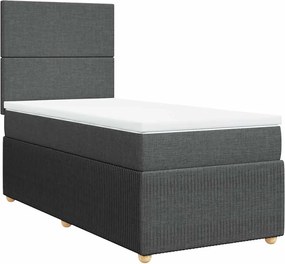 vidaXL Κρεβάτι Boxspring με Στρώμα Σκούρο Γκρι 90x200 εκ. Υφασμάτινο