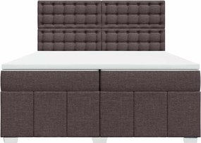vidaXL Κρεβάτι Boxspring με Στρώμα Σκούρο Καφέ 200x200 εκ. Υφασμάτινο
