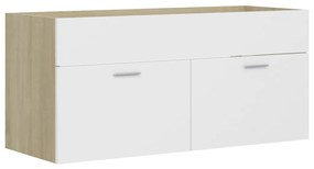 Ντουλάπι Νιπτήρα Λευκό/Sonoma Δρυς 100x38,5x46 εκ. Μοριοσανίδα - Λευκό