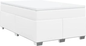 vidaXL Κρεβάτι Boxspring με Στρώμα Λευκό 120x190εκ.από Συνθετικό Δέρμα