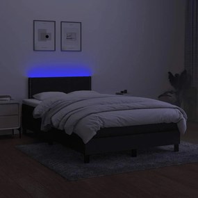 vidaXL Κρεβάτι Boxspring με Στρώμα &amp; LED Μαύρο 120x200 εκ. Υφασμάτινο