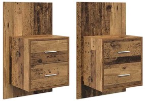 vidaXL Τοίχου κομοδίνο με συρτάρι 2 pcs Παλιό Ξύλο 48,5 x 32,5 x 80 εκ