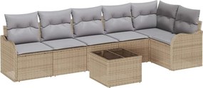 vidaXL Σετ Καναπέ Κήπου 7 pcs Μπεζ συνθετικό ρατάν