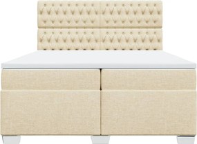 vidaXL Κρεβάτι Boxspring με Στρώμα Κρεμ 200x200 εκ. Υφασμάτινο