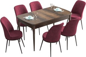Extendable Dining Table &amp; Chairs Set (7 Pieces) Han - Baroque, Burgundy Baroque
Burgundy