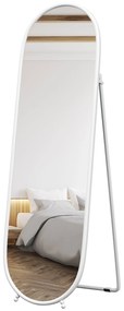 HOMCOM Καθρέφτης ολόσωμος, οβάλ σχήμα, αυτόνομος, μεταλλικό πλαίσιο, 40x160cm, Χρώμα: Λευκό