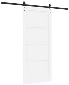 vidaXL Πόρτα Συρόμενη  με Σετ Υλικών Λευκή 86x198.5 εκ. Από Στερεό Ξύλο Πεύκου