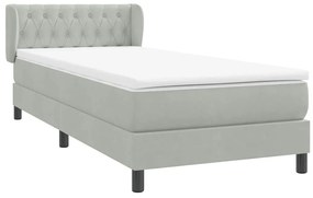 Box Spring κρεβάτι με στρώμα ανοιχτό γκρι 100x220 εκ. Βελούδινο - Γκρι