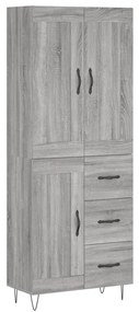 vidaXL Ντουλάπι Γκρι Sonoma 69,5 x 34 x 180 εκ. Επεξεργασμένο Ξύλο