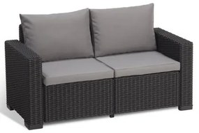 Allibert  Καναπές Διθέσιος California Πολυπροπυλένιο Wicker/ Γραφίτης 141x68x72cm BEST-21071353