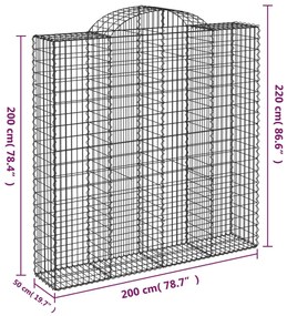 Συρματοκιβώτια Τοξωτά 8 τεμ. 200x50x200/220 εκ. Γαλβαν. Ατσάλι - Ασήμι