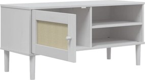 vidaXL Έπιπλο Τηλεόρασης SENJA Λευκό / Ρατάν 106x40x49 εκ. Μασίφ Πεύκο