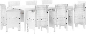 vidaXL Σέτ φαγητού για κήπο 9 pcs Λευκό Πολυπροπυλένιο