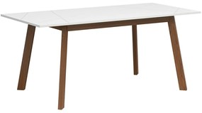Τραπέζι Boston CE125, Γυαλιστερό λευκό, Σκούρα βελανιδιά delano, 77x85x140cm, 36 kg, Επιμήκυνση, Ινοσανίδες μέσης πυκνότητας, Ξύλο | Epipla1.gr