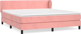 vidaXL Κρεβάτι Boxspring με Στρώμα Ροζ 180x200 εκ. Βελούδινο
