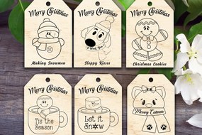 Σετ των 2 Intra απο ξύλο plywood 3mm-4mm πάχος Ετικέτες δώρου Χριστουγέννων V2 Δίασταση 15x15 cm INTRAFABR-36378392