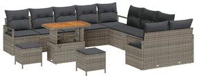 vidaXL Σετ Καναπέ Κήπου με μαξιλάρι 13 pcs Γκρι Πολυ ράταν
