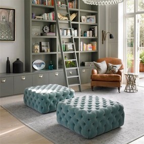 Stewehome τετράγωνο Chester Pouf (Water Green) 80x80 cm