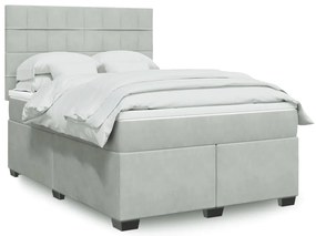 vidaXL Κρεβάτι Boxspring με Στρώμα Ανοιχτό Γκρι 140x200 εκ. Βελούδινο