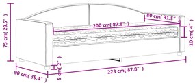 Καναπές Κρεβάτι με Στρώμα Μαύρο 80 x 200 εκ. Υφασμάτινο - Μαύρο