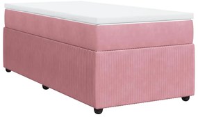 vidaXL Κρεβάτι Boxspring με Στρώμα Ροζ 80 x 200 εκ. Βελούδινο