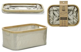 Καλάθι Αποθήκευσης Πτυσσόμενο Με Polyester 600D Θήκη Και Λαβές Μπεζ/Φυσικό Ύφασμα/Ξύλο 38x26x16cm
