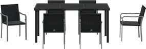 vidaXL Σέτ φαγητού για κήπο 7 pcs Μαύρο και Γκρι Ράτα PE