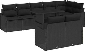 vidaXL Σετ καθιστικού με μαξιλάρι 9 pcs Μαύρο Πολυ ράταν
