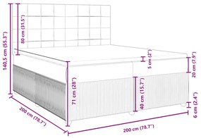 Κρεβάτι Boxspring με Στρώμα Σκούρο Γκρι 200x200 εκ. Βελούδινο - Γκρι