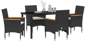 vidaXL Σετ Τραπεζαρίας Κήπου 5 κομματιών με Μαξιλάρια Μαύρο Ράτα