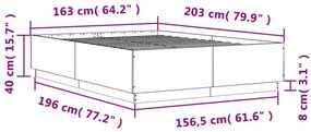 Πλαίσιο Κρεβατιού Καφέ Δρυς 160x200 εκ. Επεξεργασμένο Ξύλο - Καφέ