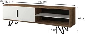 Έπιπλο τηλεόρασης Foot καρυδί-λευκό 160x35x49εκ