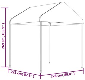 Κιόσκι με Τέντα Λευκό 15,61 x 2,28 x 2,69 μ. από Πολυαιθυλένιο - Λευκό